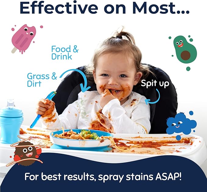 Miss Mouth’s Messy Eater Stain Treater Refill Ready Kit - 2 Pack Stain Remover Spray and 16oz Refill Pouch - Newborn & Baby Essentials - Food, Grease, Coffee Off Laundry, Underwear, Fabric