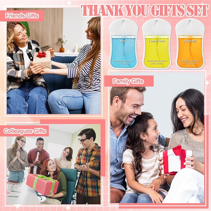 3 Pcs Power Mist Hydrating Hand Sanitizer Spray Bulk Travel Size Hand Sanitizer Pocket 1.35 Fl. oz Gourd Shape Spray White Bottle for Daily Use Women Men Nurse Coworker Teacher Office Gifts