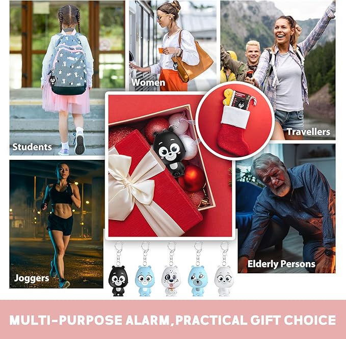 Personal Safety Alarm for Women – Rechargeable Personal Alarm for Women Kids and Elders – 130dB Loud Siren – Strobe Light – Low Battery Notice – Safety Siren Keychain