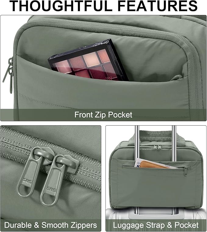 Bagstellar Travel Toiletry Bag for Women, Lightweight Large Quilted Puffy Makeup Bag Wide-open Make up Organizer Cloud Cosmetic Bag w/Handle for Traveling Toiletries Essentials Accessories Sage Green