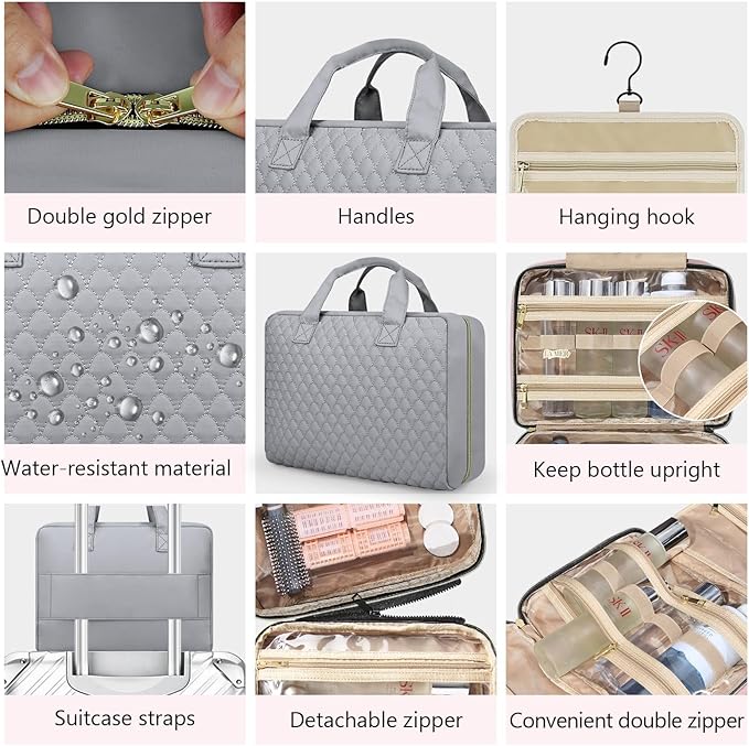 urophylla Detachable Travel Toiletry Bag for Women - Large Toiletry Bags for Traveling Women - Hanging Makeup Cosmetic Bag, Organizer for Travel Accessories Cruise Essential - Travel Size Toiletries