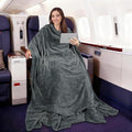 Tirrinia Travel Blanket Compact with Bag, Soft Lightweight Wearable Blanket with Foot Pockets, Airplane Travel Essential Gift