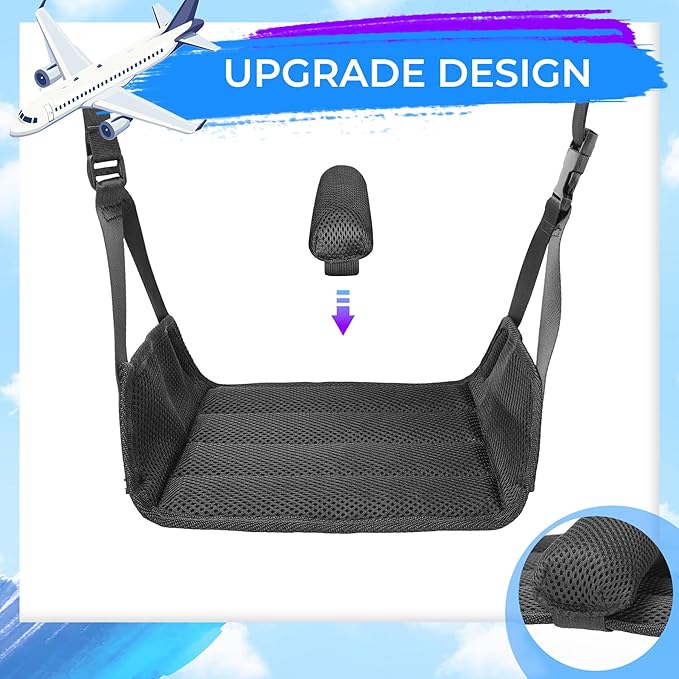No Collapse Airplane Foot Hammock, Foldable Bamboo Base Foot Hammock for Plane Travel with Interval Sponge, Portable Desk Foot Hammock, Airplane Travel Essentials
