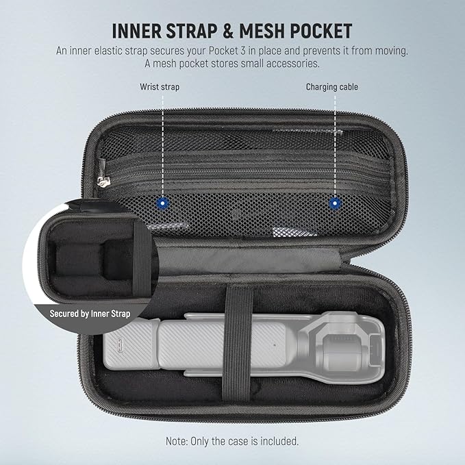 NEEWER Carrying Case for Pocket 3, Portable Hard Bag Compatible with DJI Osmo Pocket 3 Gimbal Camera & Handle & Creator Combo Filter Accessories, Internal Mesh Pocket Elastic Strap Plush Lining, AC025