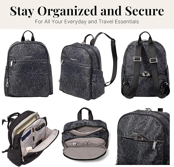 Securtex Anti-Theft Getaway Backpack - 9.4"x13"x5" Travel Safe Bag w/Locking Zippers, Slash-Resistant, RFID