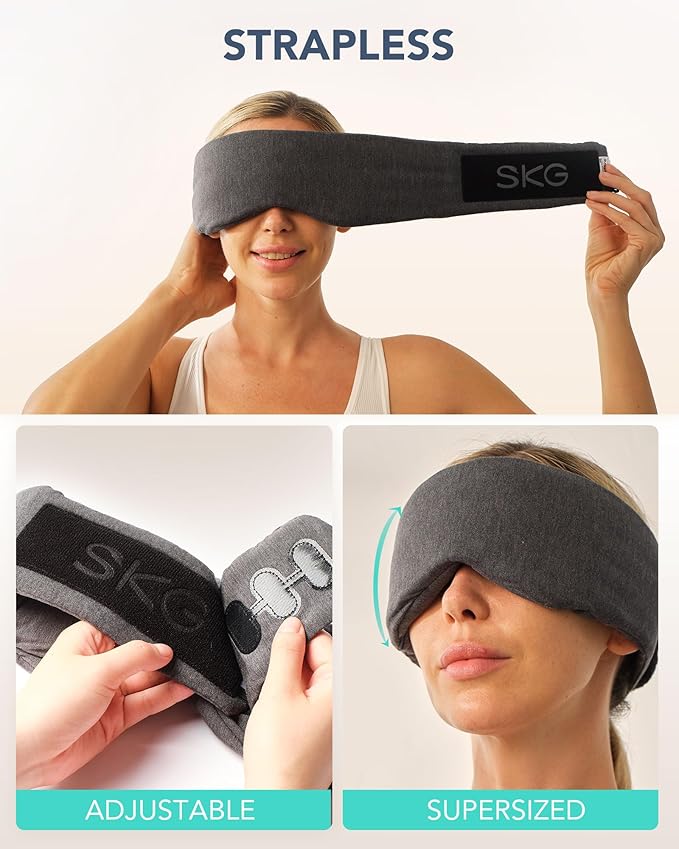 SKG Restore Sleep Mask-100% Sleep Mask Blackout for Men Women, International Travel Essential, Large Size with Wide Width, for Sleep/Travel/Rest/Workshift/Gift