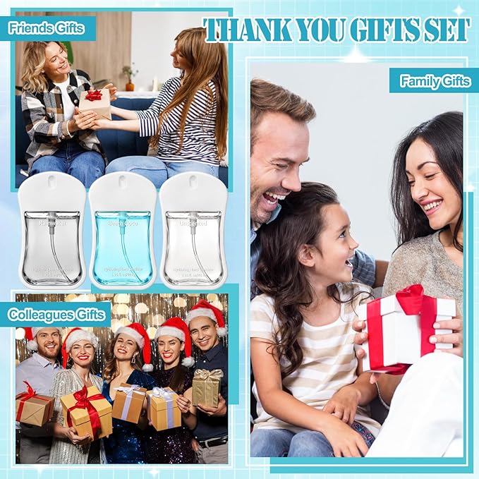 3 Pcs Power Mist Hydrating Hand Sanitizer Spray Bulk Travel Size Hand Sanitizer Pocket 1.35 Fl. oz Gourd Shape Spray White Bottle for Daily Use Women Men Nurse Employee Teacher Office Gifts