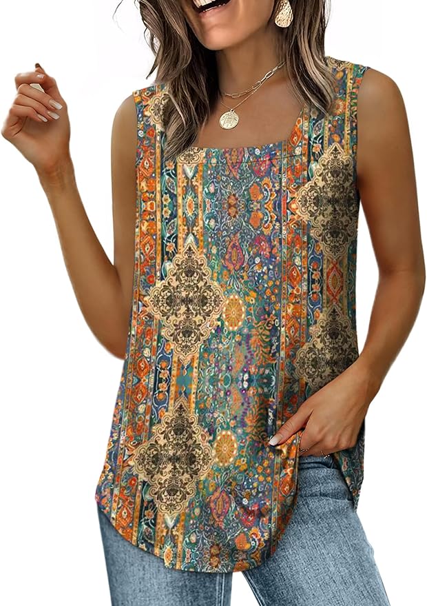 WIHOLL Women's Square Neck Tank Top