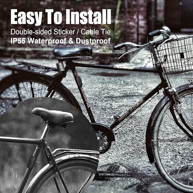 113dB Bike Alarm, Wireless Vibration Motion Sensor Waterproof Motorcycle Alarm with Remote, Anti-Theft Vibration Bicycle Alarm Waterproof Vehicle Security Alarm System, 4 Pack
