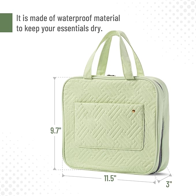 Ms. Pen- Travel Toiletry Bag Organizers, Sage Green, Makeup Travel Bag for Toiletries with Hanging Hook, Water-Resistant