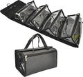 Large Capacity Hanging Eco Polyester Travel Toiletry Bag Makeup Cosmetic Bag 4-in-1 Roll-Up Make Up Storage Organizer With 4 detachable Removable Zipper Clear TPU Pouches & Hook