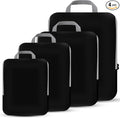 PANDA JOYS 4 Set Compression Packing Cubes Travel - Travel Accessories Expandable Packing Organizers for Carry On - Essentials Luggage Bags - Black