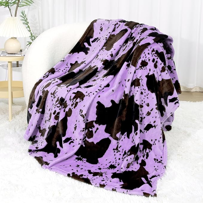 Twin Blanket for Bed - Purple Fleece Blanket Large Soft Fuzzy Throw Home Decor for Couch Bed Travel Camping 60"x80"