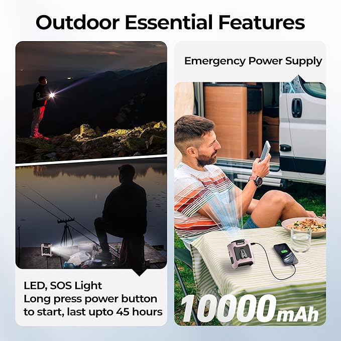AMACOOL Portable Waist Fan Clip On, Father's Day Gifts for Dad Husband, 10000mAh Rechargeable Wearable Shirt Fan, Powerful Belt Fans, Birthday Gifts for Women Jobsite Travel Camping Essentials 2026