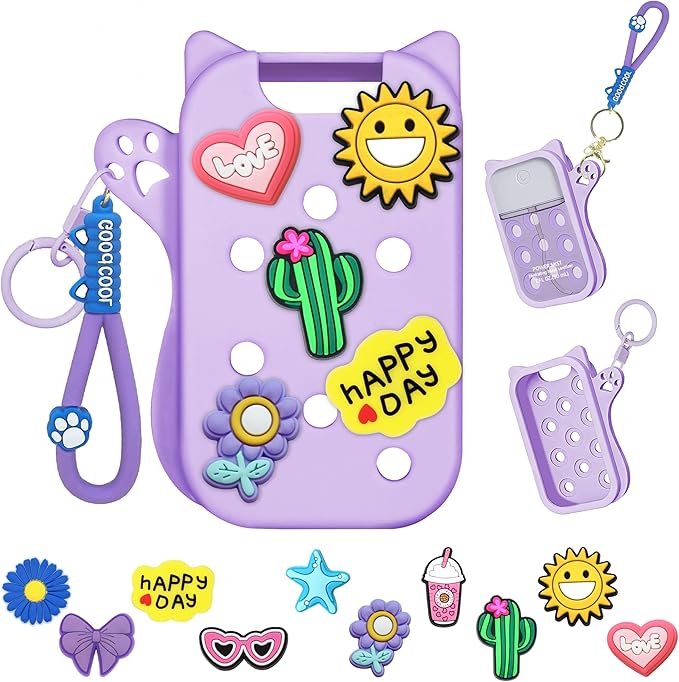 Mlife Hand Sanitizer Spray Case for Touchland Silicone Touchland Case Cat Silicone Case compatible with Touchland Power Mist 1FL OZ/30ML with Keychain &10Pcs Charms(Purple)
