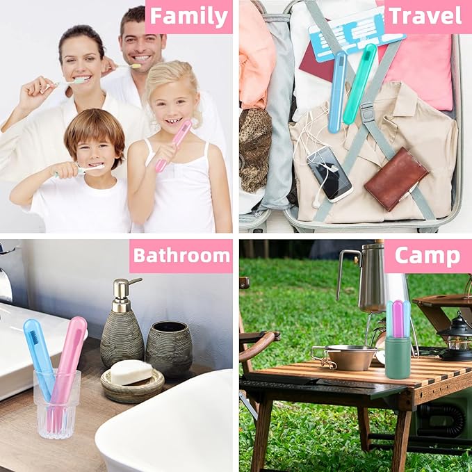 Hooqict 4 Pack Travel Toothbrush Case Portable Travel Toothbrush Holder Plastic Toothbrush Container Protector Cover Case for Traveling, Bathroom, Camping, Home, School, Business