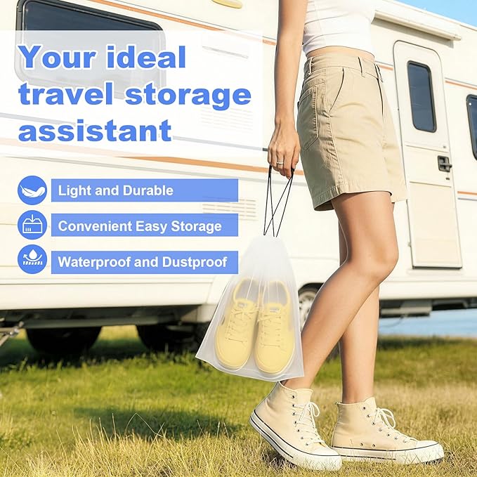 Shoe Bags For Travel Cruise Essentials Vacation Essentials Waterproof Dustproof Clear For Men Women 3 Sizes 18 Pack
