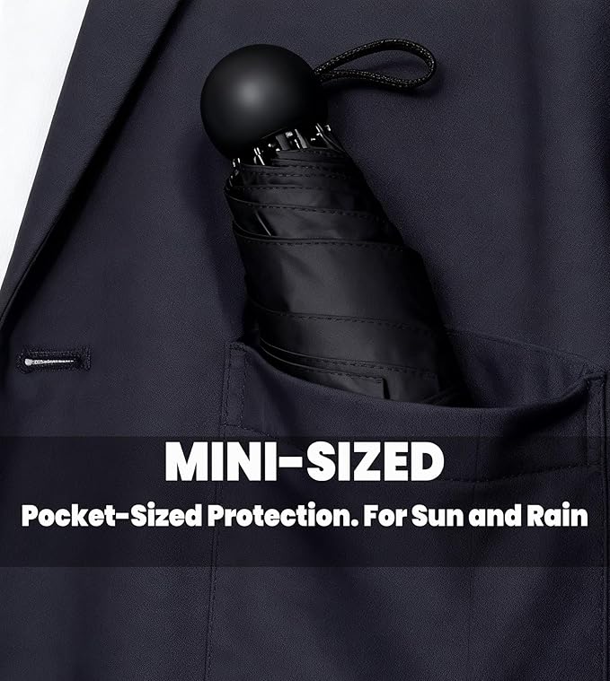 MRTLLOA Travel Essentials Mini Umbrella with Case for Purse - Small Compact & Lightweight, UV Sun Protection, Manual Open/Close for Pocket Umbrella(Women/Men/Kids)