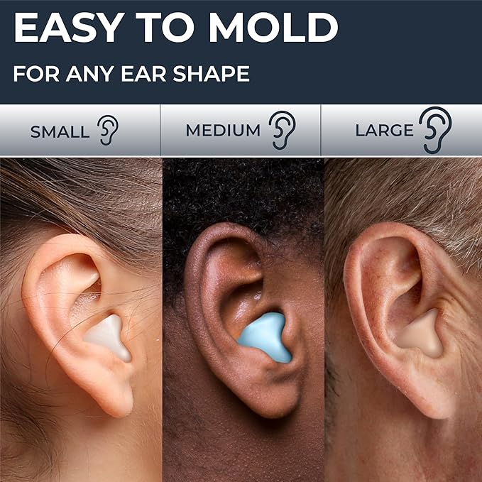Peace&Quiet PQ Wax Ear Plugs for Sleep - 6 Silicone Wax Earplugs for Sleeping and Swimming - Gel Ear Plugs Noise Cancelling, Protect Ears While Sleeping with Sound Blocking 32 Db (6-Pillows), Mixed