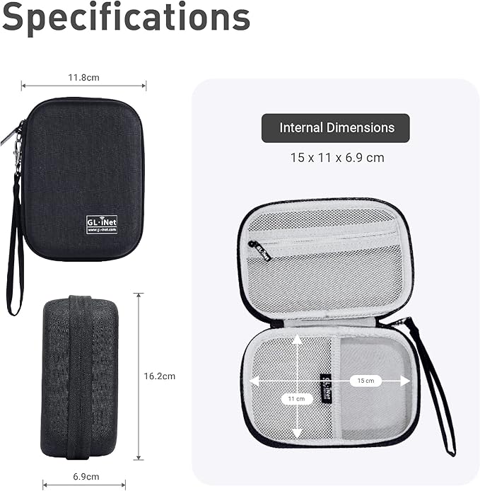 GL.iNet Gadget Organizer Case for Travel Routers GL-AXT1800/ GL-MT3000/ GL-SFT1200/ GL-E750, Chargers, Cables, and Accessories, Sturdy & Durable Pouch, Hand-carry EVA bag, Anti-shock, Water Resistant