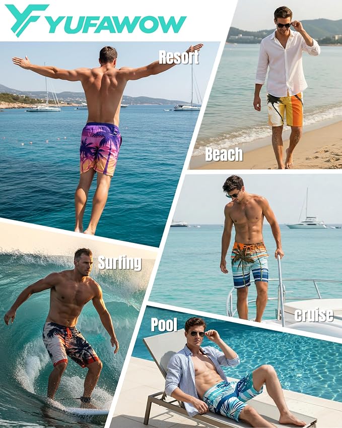 Men Swim Trunks 9 Inch with Mesh Lining Breathable Quick Dry Drawstring Pockets for Summer Beach Pool Board