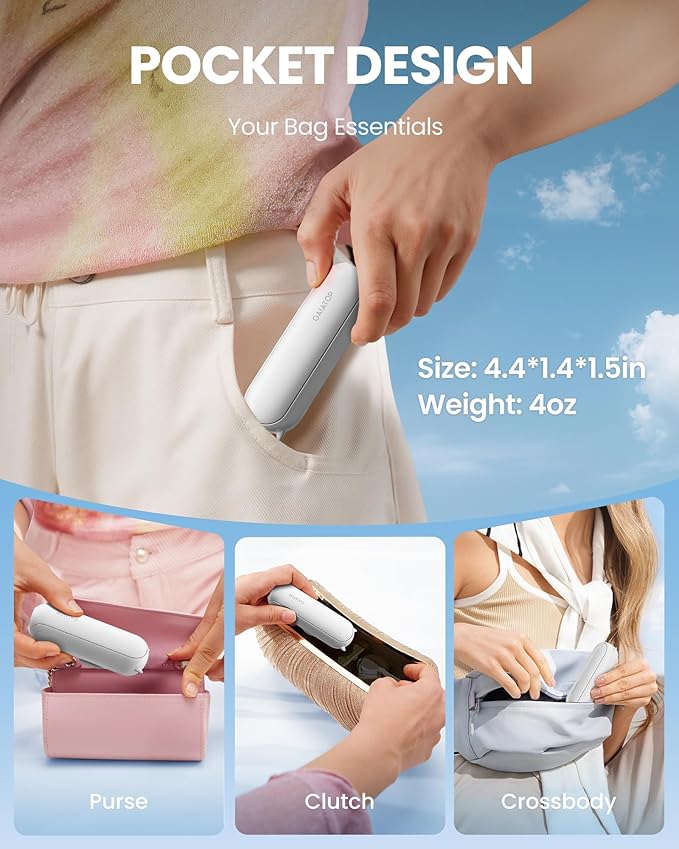 Gaiatop Portable Handheld Fan, 3 in 1 Mini Fan Handheld [17h Max Cooling], Foldable Personal Fans Pocket Design, USB Travel Fans Portable, Lash Trip Summer Essential Cute Gifts for Women Girl, White