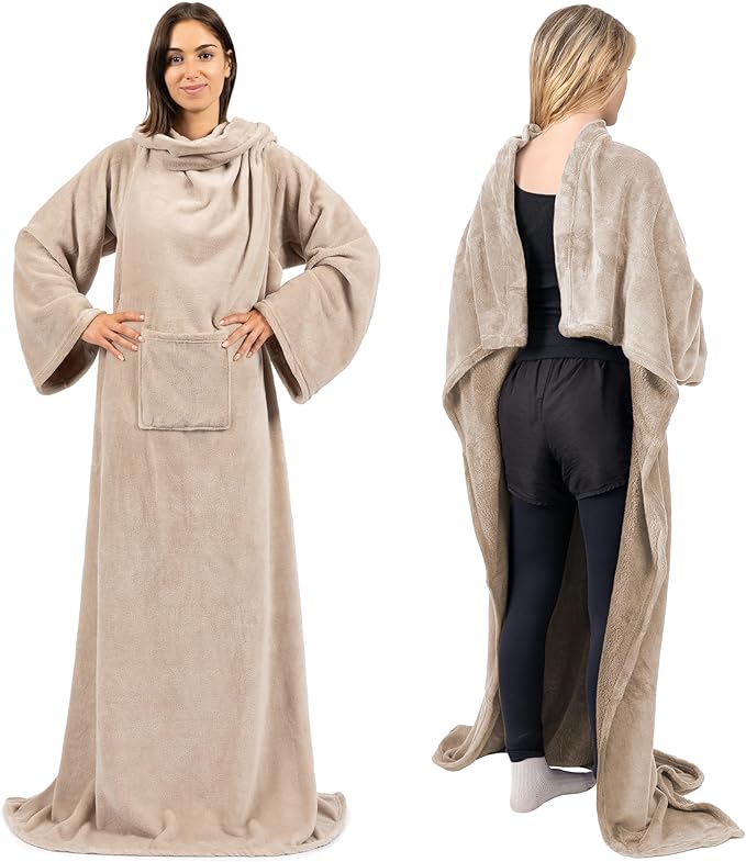 PAVILIA Wearable Blanket with Sleeves for Adult Women Men, Cozy Fleece Warm Wrap Throw with Arms, Gifts for Christmas, Wife