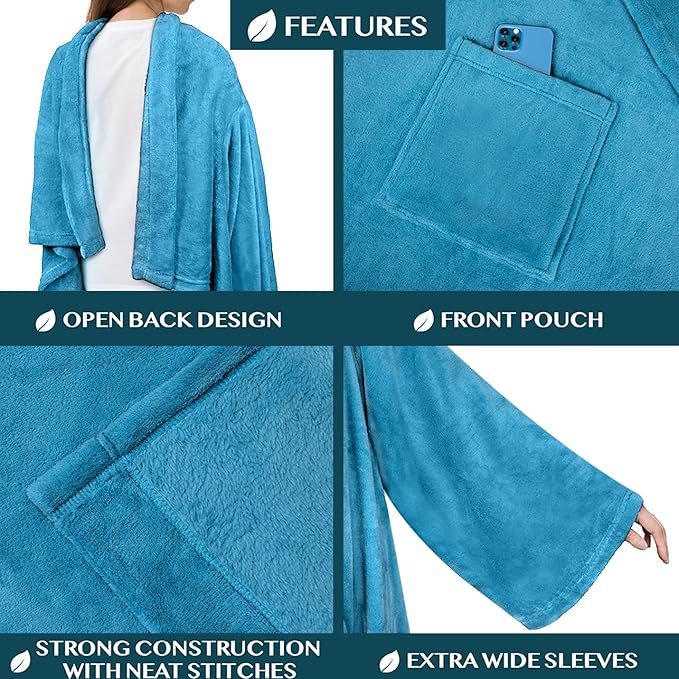 PAVILIA Wearable Blanket with Sleeves for Adult Women Men, Cozy Fleece Warm Wrap Throw with Arms, Gifts for Christmas, Wife