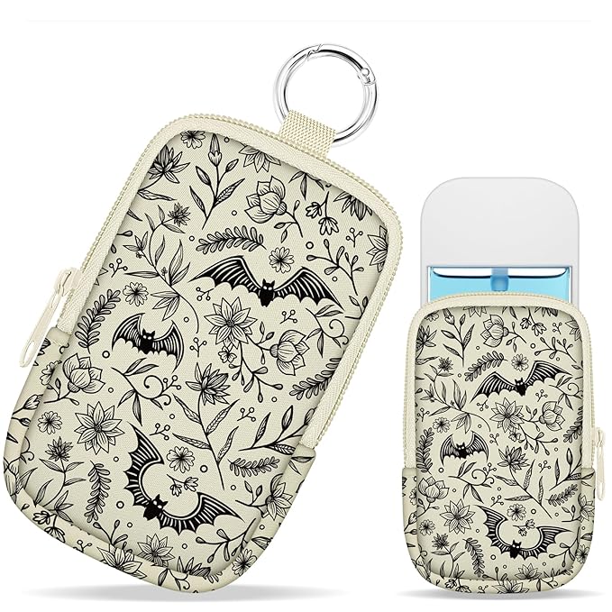 Gothic Bats Hand Sanitizer Spray Case, Cute Hand Sanitizer Holder Zippered Pouch, Fashion Accessory with Snap Hook for Glow Mist and Power Mist 1FL OZ