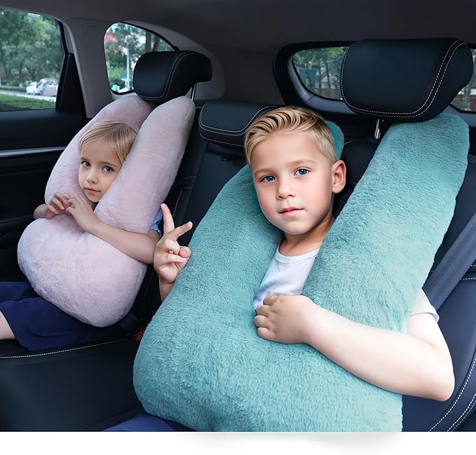 Atablyn Neck Pillow for Kids Travel Provides Double Support to The Head and Neck in Any Sleeping Position on Flights, Car, and at Home, Comfortable Airplane Travel Pillow