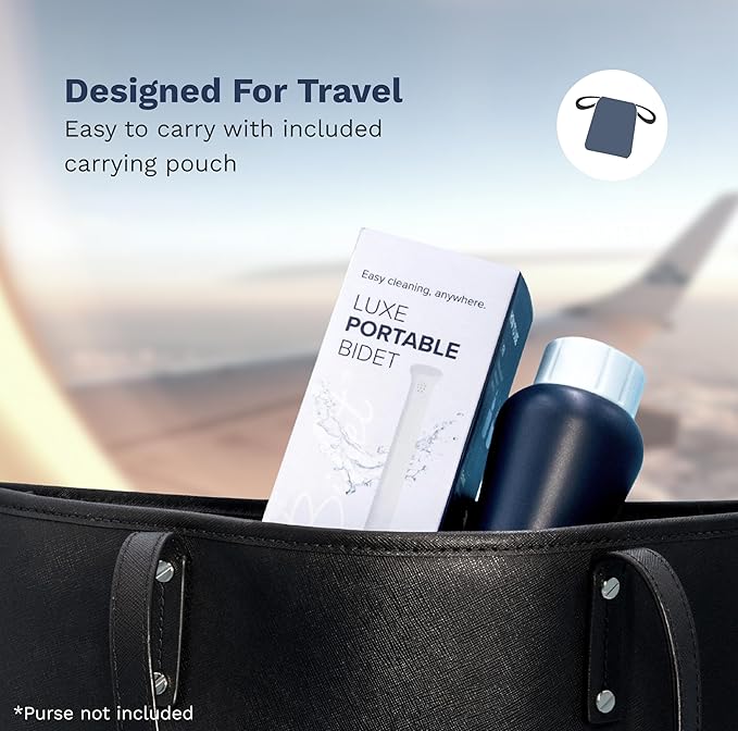 LUXE Bidet Portable Travel Bidet - 450-mL Capacity, Non-Slip, Ergonomic Bottle with Retractable Nozzle and Storage Bag