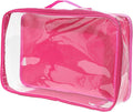Large Clear Travel Packing Cube/See-Through PVC Organizer for Suitcase/Multipurpose Pouch w/Handle/Dress Shirts, Pants, Cashmere, Sweaters & Seasonal Linen Storage Protection (Pink)