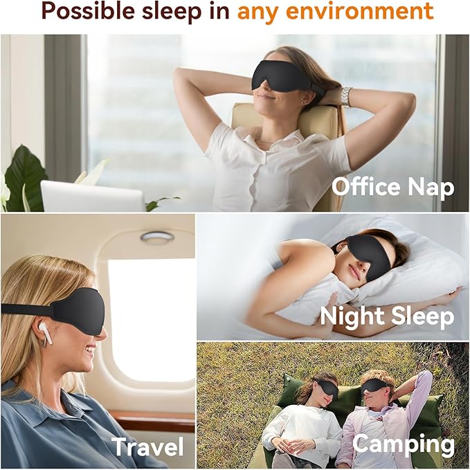 Sleep Mask, EVA BELLE Eye Mask for Sleeping, Light Blocking Sleeping Mask, Soft Breathable Sleep Masks for Women Men, Smooth Sleep Eye Mask Eye Cover, Soft Eye Shade Cover 3D Memory Foam, Adjustable