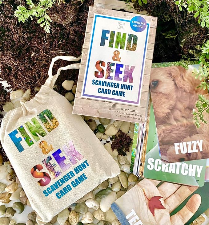 Hapinest Find and Seek Scavenger Hunt Card Game, Indoor Outdoor Activities for Kids Toddler & Family, Beach Camping Travel Car Games for Road Trips, Kids Scavenger Hunt Game Age 3 4 5 6 Years Old & Up