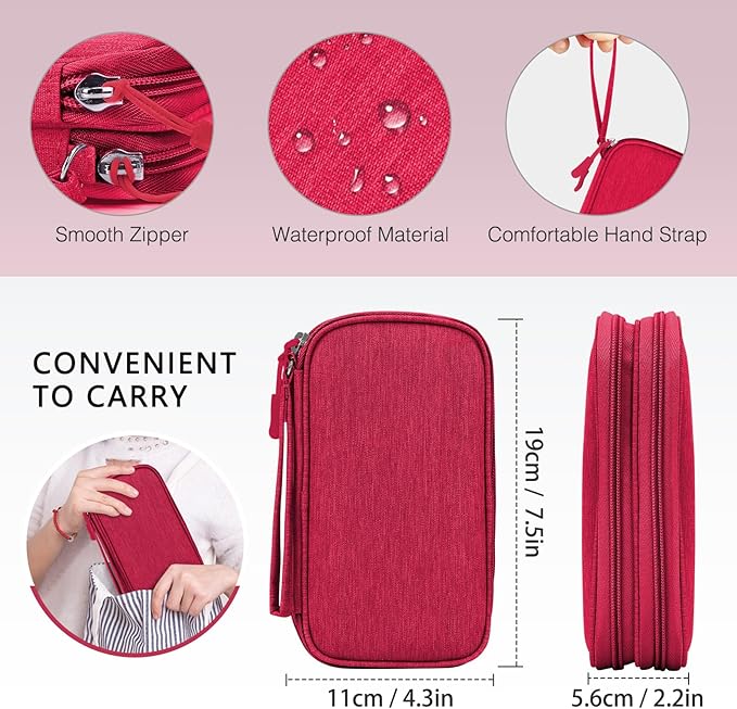 Skycase Electronic Organizer Travel Case - Waterproof Travel Cord Pouches for Organization, Cable Organizer, All-in-One Double Layers Storage Bag for Accessories, Charger, Cable