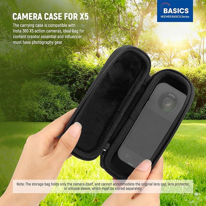 NEEWER BASICS Carrying Case Compatible with Insta 360 X5, Portable Small Travel Protector Hard Shell Protective Storage Bag with Carabiner, Action Camera Accessories Compatible with Insta360 X5, PB032
