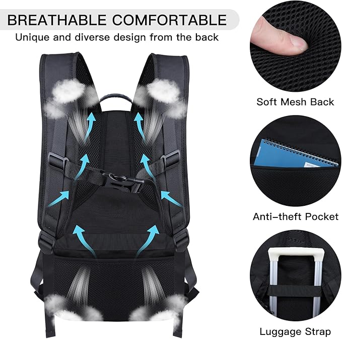 ANTERK Extra Large Backpack, Travel Backpack, Sturdy TSA Water Resistant 17.3 Inch Carry on Backpacks, Anti Theft Business Computer Backpacks Gifts for Men Women, Lake Blue