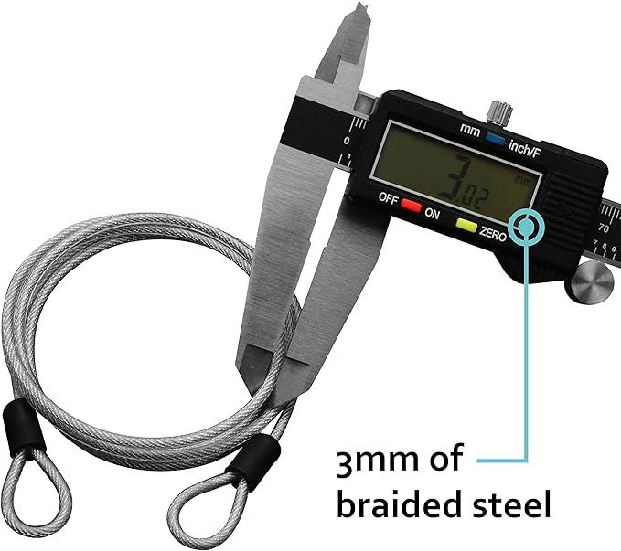 Lumintrail 4 Foot 3mm (1/8th Inch) Braided Steel Coated Security Cable Luggage Lock Safety Cable Wire Double Loop (4 Pack)