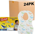 Glad for Kids Shark Disposable Paper Bibs with Crumb Catcher, Absorbent Leakproof Bibs for Toddlers and Babies, Mess Free Feeding, Crafts, Parties, and Travel Use, 30 Count - 24 Pack