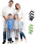 Hitituto Rain Ponchos Family Pack Kids– 6/12/24 Pack Disposable Poncho with Hood, Clear & Assorted Colors, Home Survival Kits