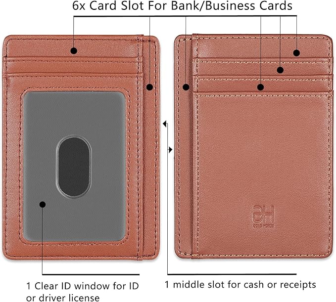 GH GOLD HORSE Slim RFID Blocking Card Holder Minimalist Leather Front Pocket Wallet for Women | Slim, RFID Blocking, Minimalist, Front Pocket