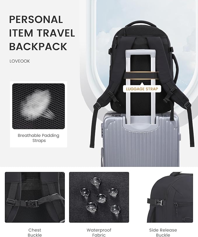 LOVEVOOK Travel Backpack,40L Carry On Backpack Large Fits 17.3" Laptop,TSA Personal Item Travel Bag with 3 Packing Cubes,Water Resistant Laptop Bag Travel Essentials for Weekender Business Hiking