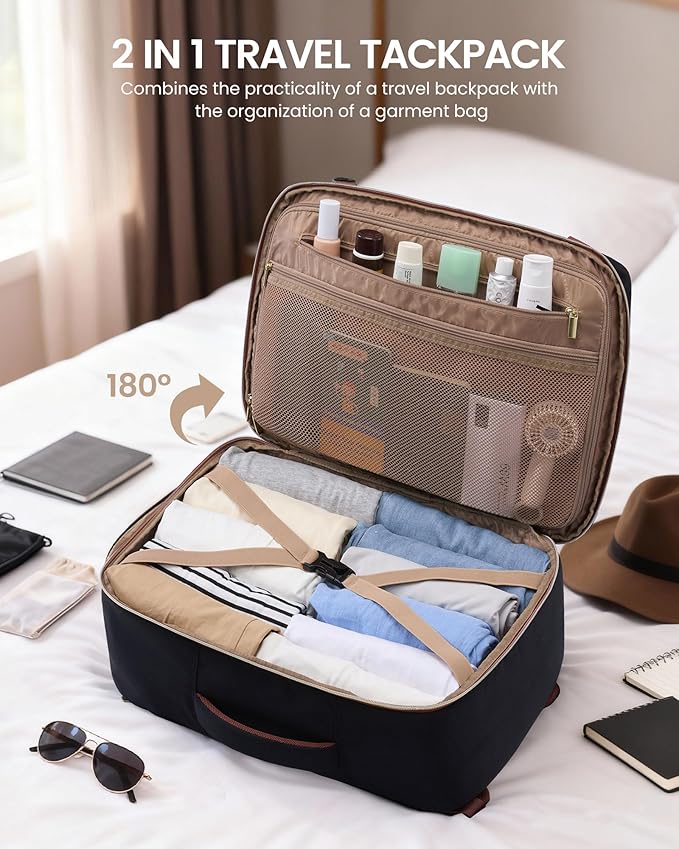 LOVEVOOK 50L Travel Backpack for Women Men with Garment Bag, Airline Approved Carry on Luggage Travel Essentials with 3 Packing Cubes, TSA Overnight Bags Weekender Essentials Backpacks fits 17" Laptop