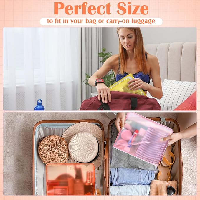 4 Pack TSA Approved Travel Toiletry Bags Frosted Translucent Leak-proof Cosmetic Makeup Bags for Women Men Travel Organizer Airport Security(Pastel,8.5 x 6.3 x 2.9 Inch)