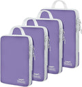 4 Set Compression Packing Cubes, Suitcase Organizer, Lightweight Travel Essentials, Compression Bags For Travel Accessories Luggage Storage Set (4 Pcs, Purple)
