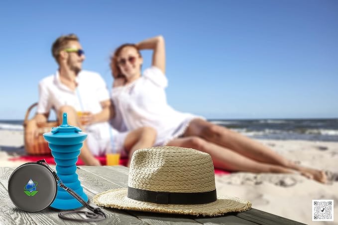The Pocket Bidet®: Portable Travel Bidet with Collapsible & Ergonomic Design, Easy to Spray, Flying Saucer Bidet for Men, Pregnant Women, Camping, Outdoors, Fits in a Purse or Bag (Blue, 500 ml)
