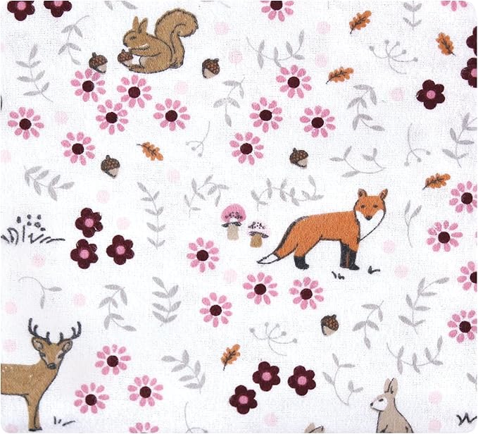 Hudson Baby Unisex Baby Cotton Flannel Receiving Blankets Bundle, Woodland Floral, One Size