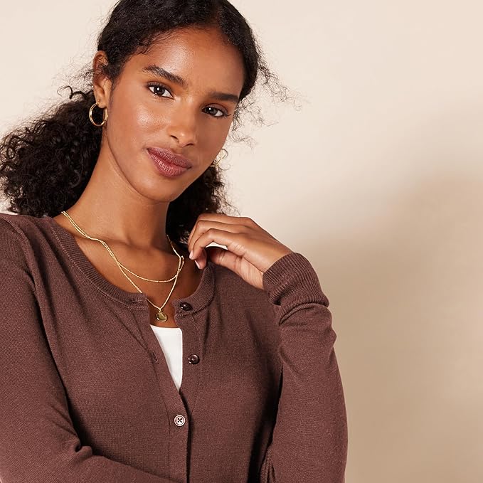 Amazon Essentials Women's Lightweight Crewneck Cardigan Sweater (Available in Plus Size)