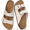 Project Cloud 100% Genuine Leather Flat Sandals For Women 2026 Cork Footbed Womens Sandals with Memory Foam and arch support Vacation Essentials Slides for Women Footwear (Venita)