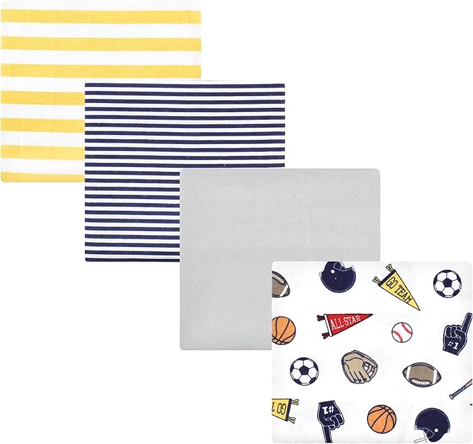 Hudson Baby Unisex Baby Cotton Flannel Receiving Blankets, Sports Fan, One Size